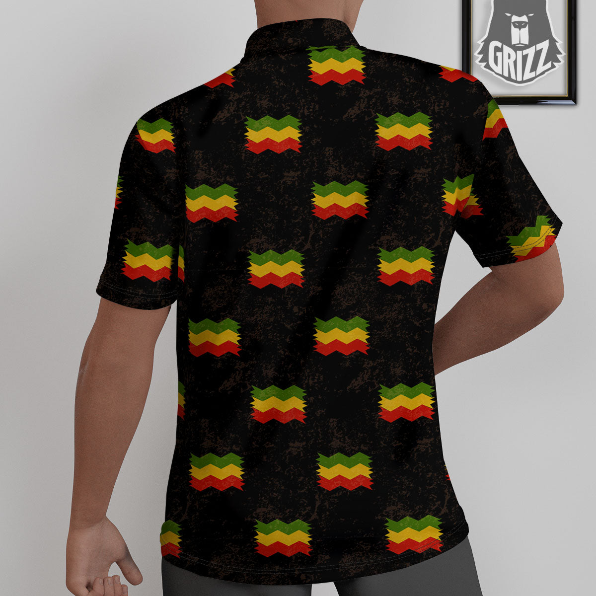 Flag Rasta Print Pattern Untucked Shirts-grizzshop