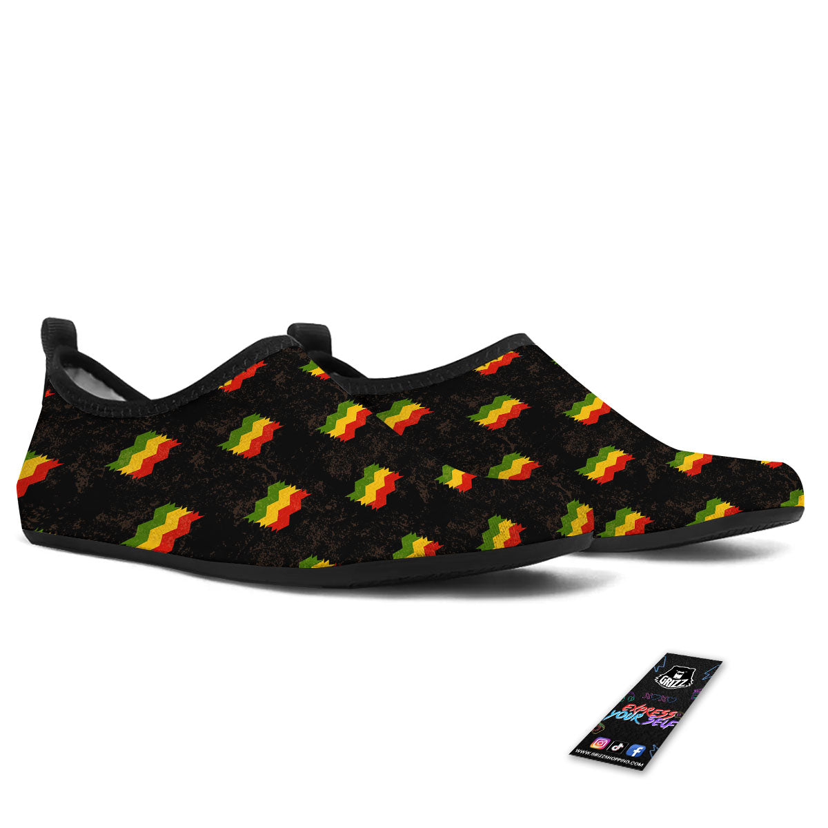 Flag Rasta Print Pattern Water Shoes-grizzshop