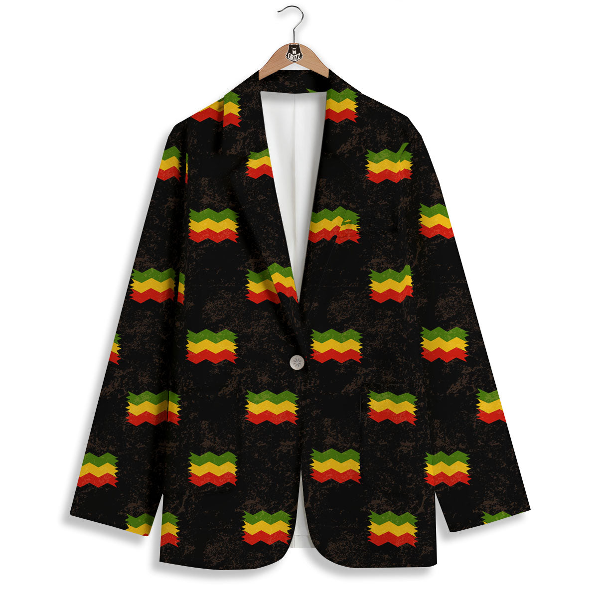 Flag Rasta Print Pattern Women's Blazer-grizzshop