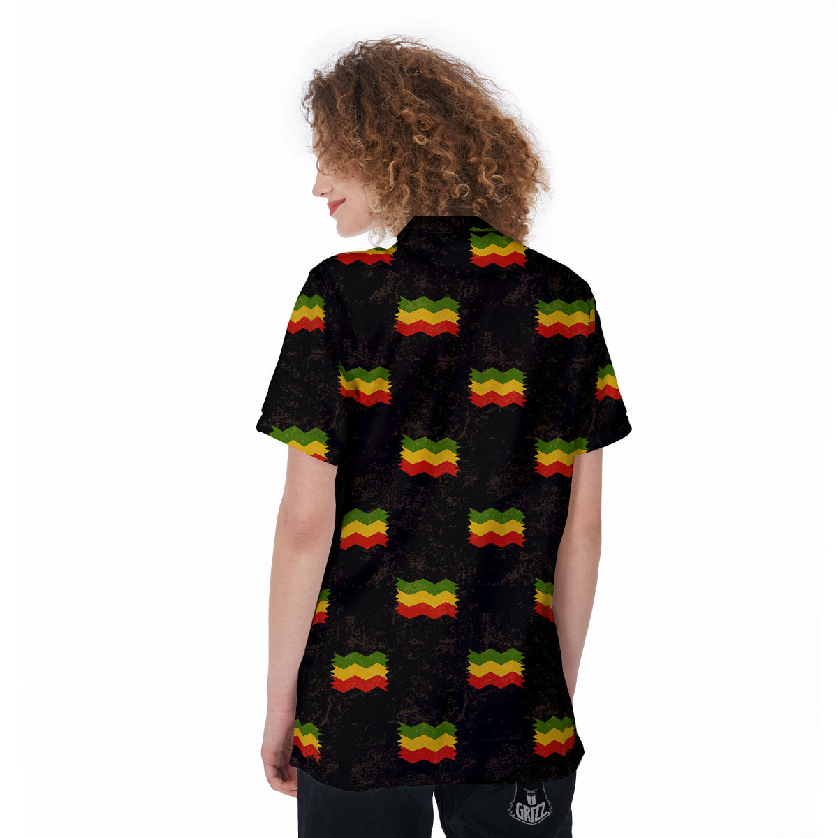 Flag Rasta Print Pattern Women's Golf Shirts-grizzshop