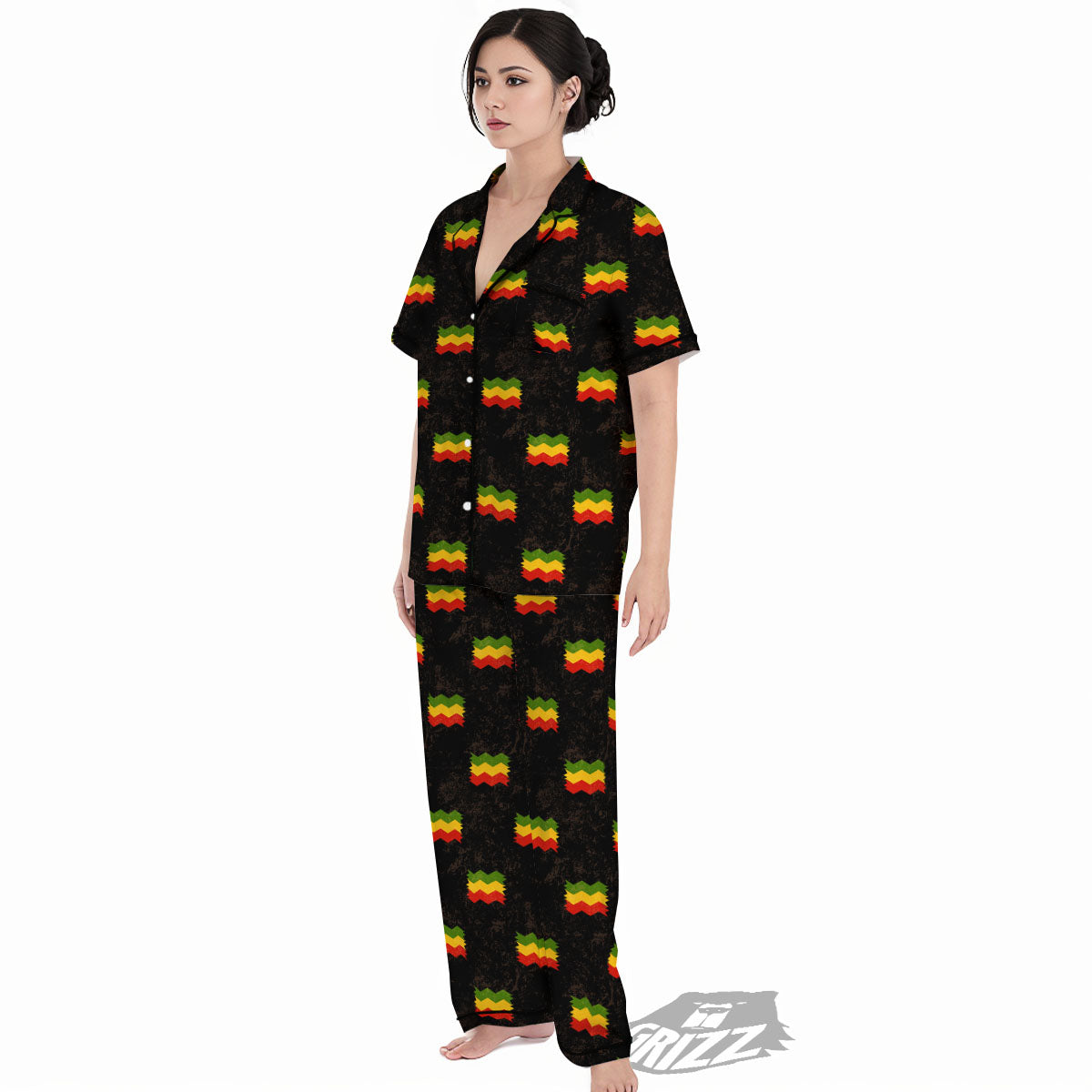 Flag Rasta Print Pattern Women's Pajamas Set-grizzshop