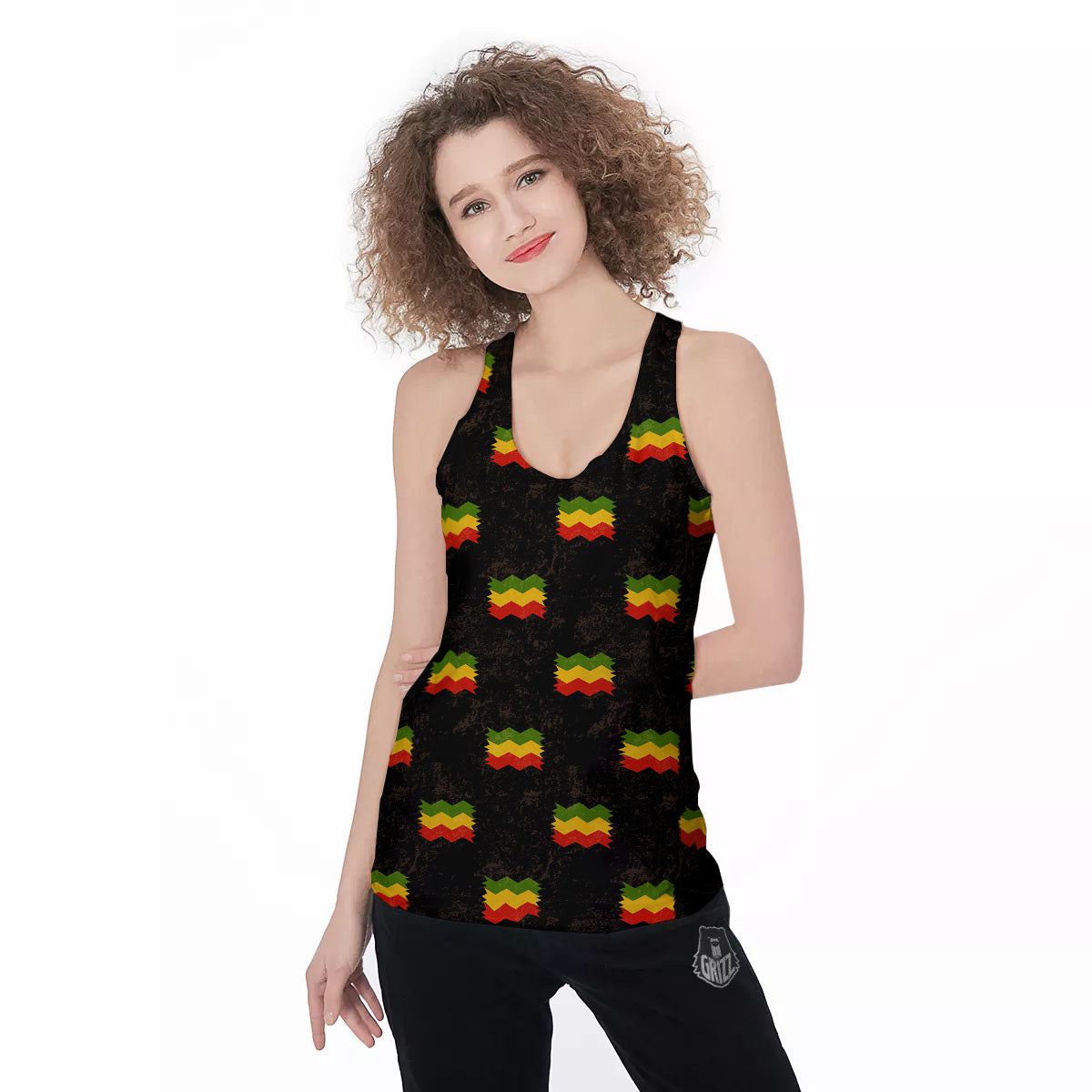 Flag Rasta Print Pattern Women's Racerback Tank Top-grizzshop