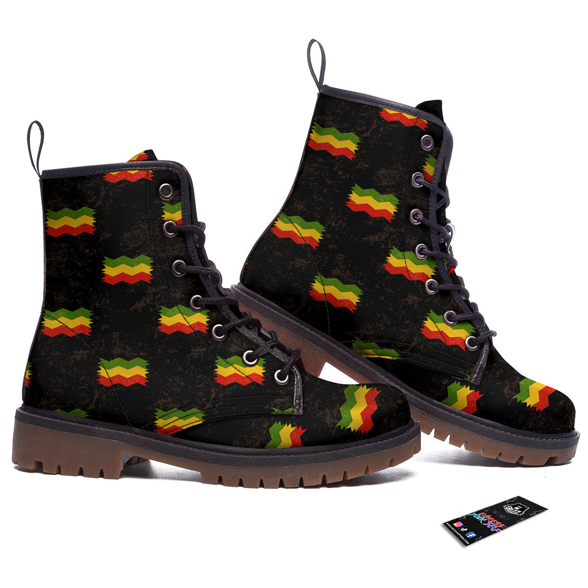 Flag Rasta Print Pattern Work Boots-grizzshop