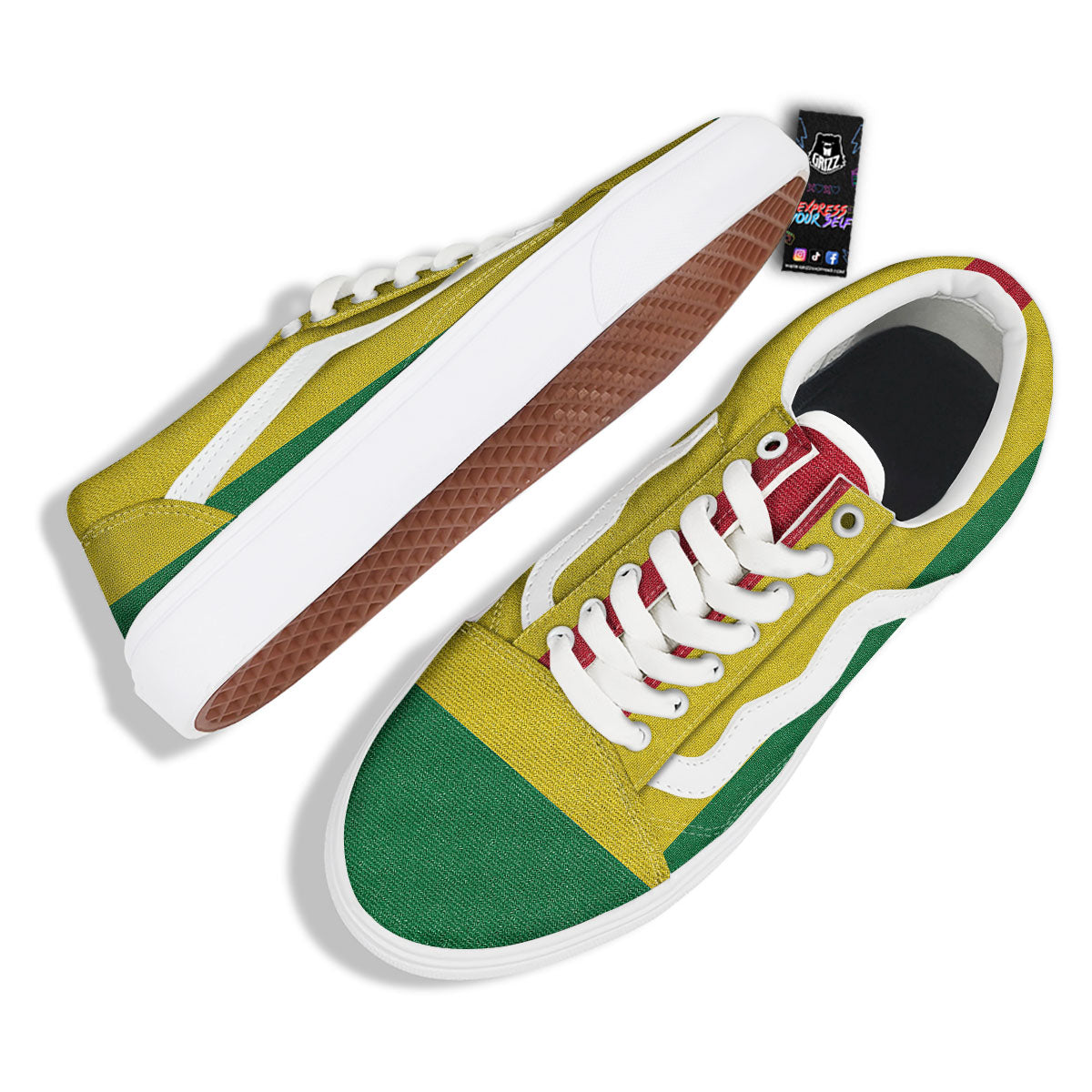 Flag Rasta Print Skate Shoes-grizzshop