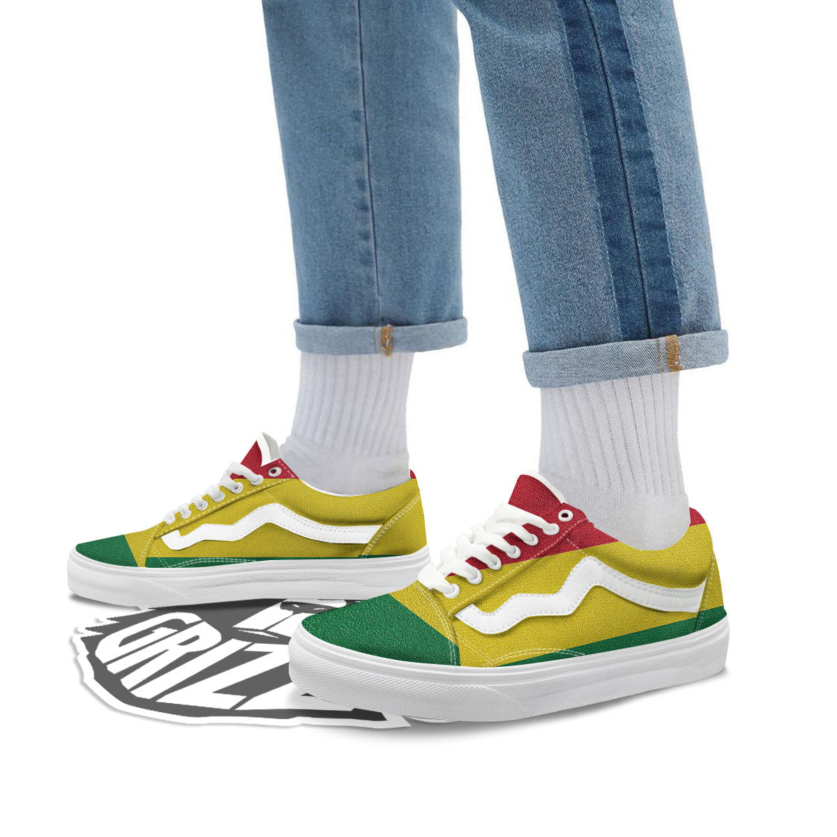 Flag Rasta Print Skate Shoes-grizzshop