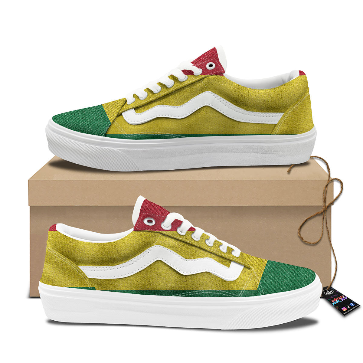 Flag Rasta Print Skate Shoes-grizzshop