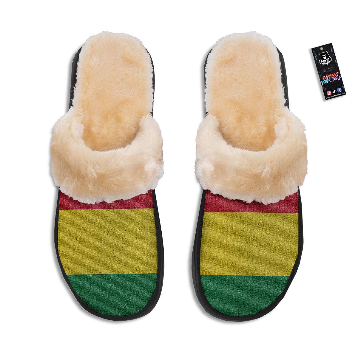 Flag Rasta Print Slippers-grizzshop