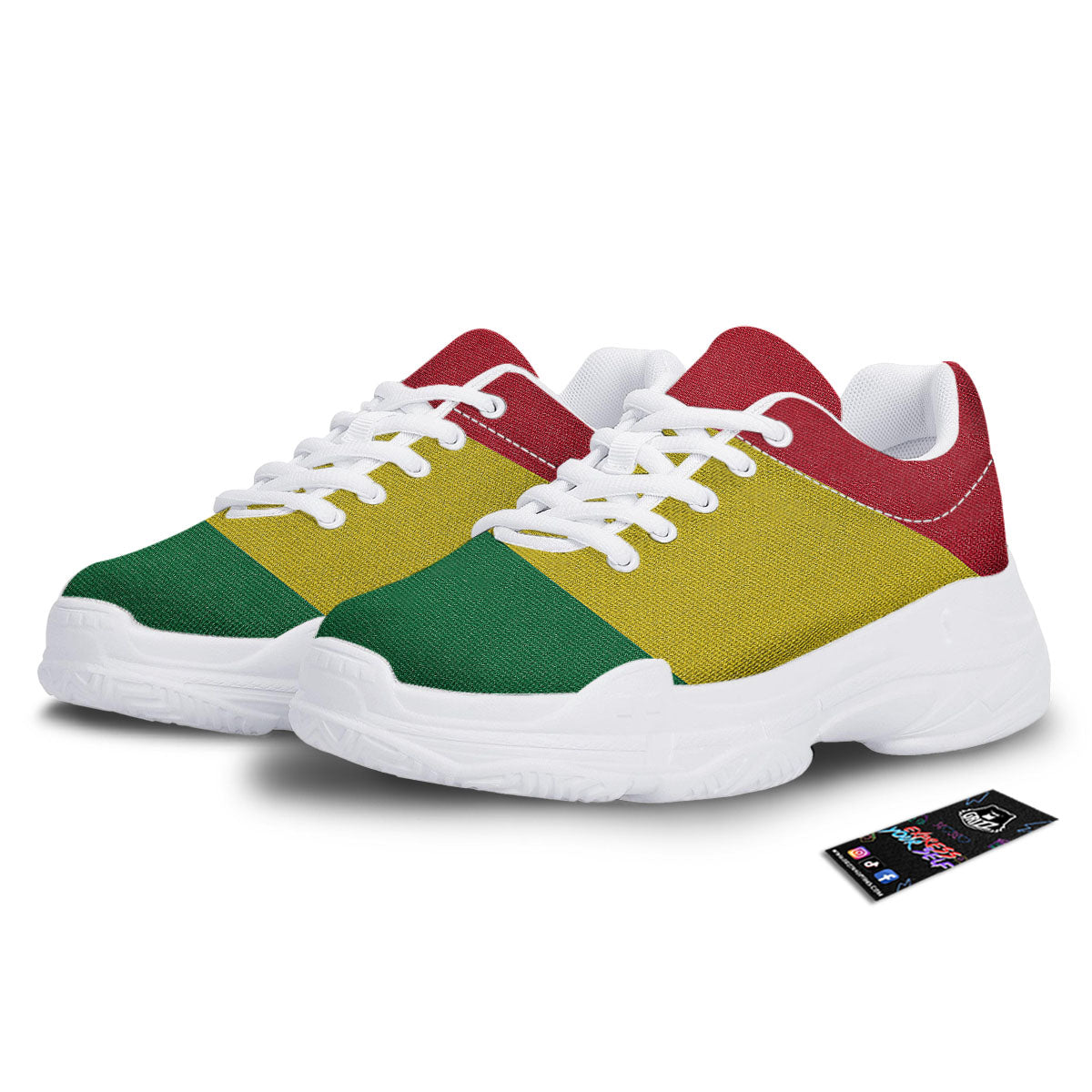 Flag Rasta Print White Chunky Shoes-grizzshop