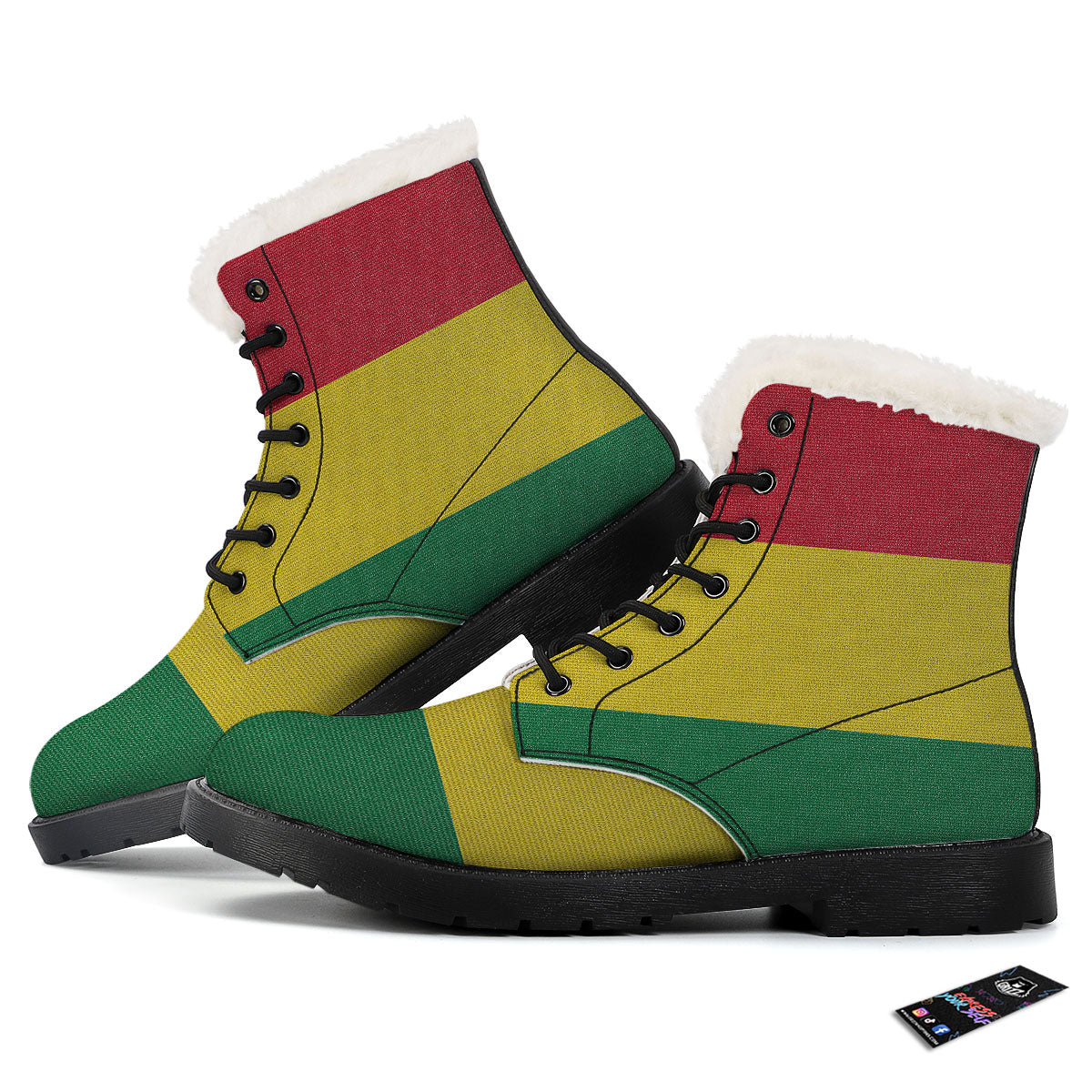 Flag Rasta Print Winter Boots-grizzshop