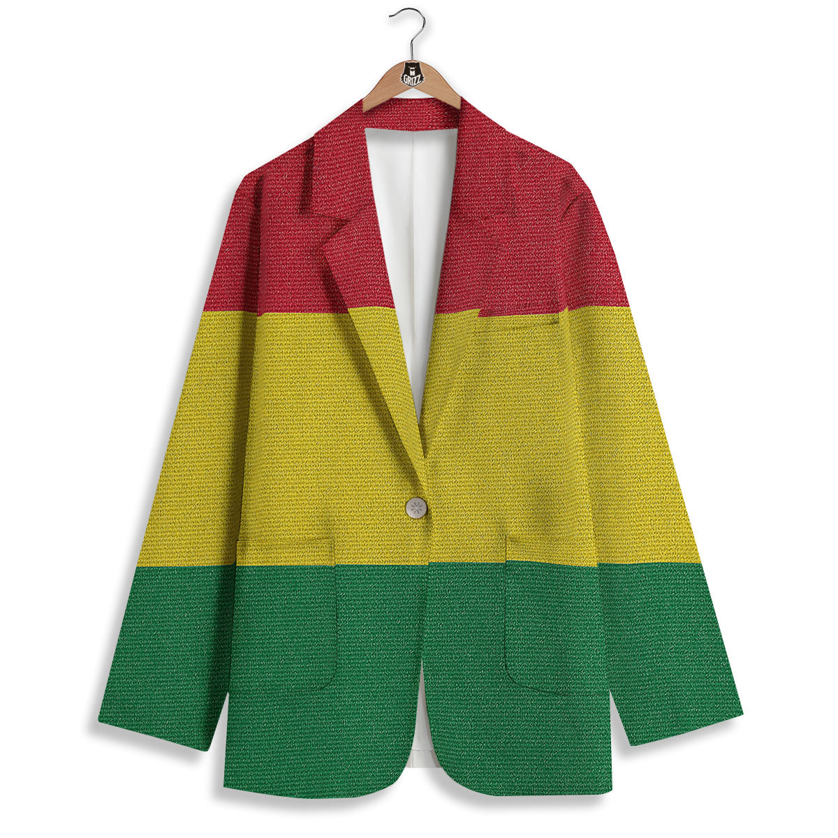 Flag Rasta Print Women's Blazer-grizzshop