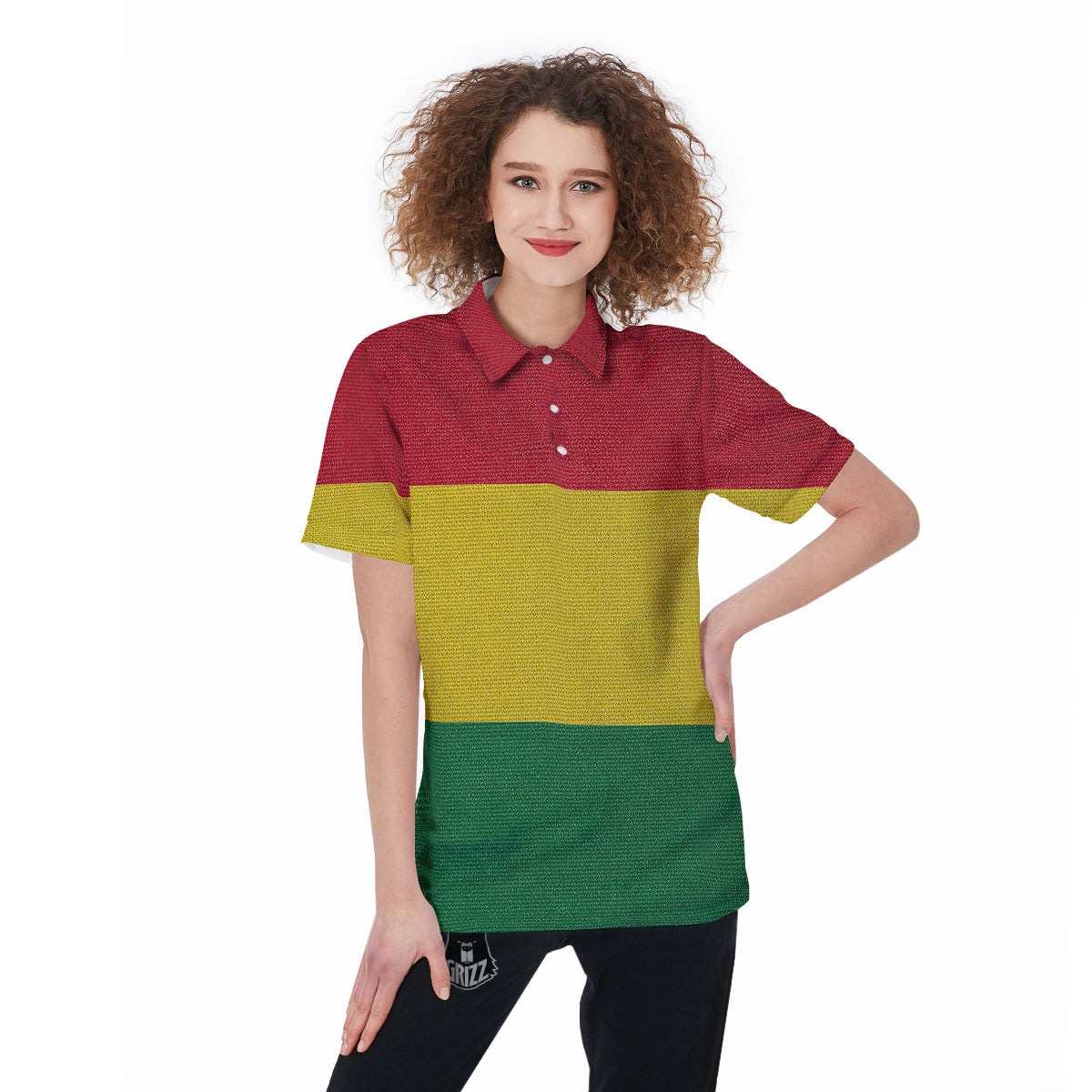 Flag Rasta Print Women's Golf Shirts-grizzshop