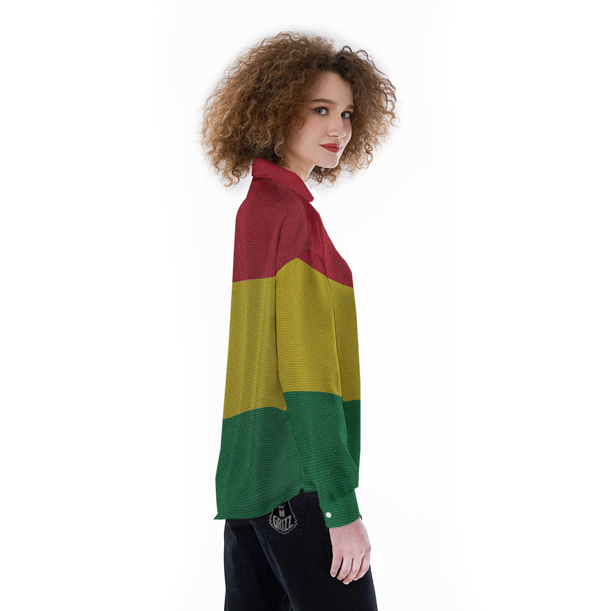 Flag Rasta Print Women's Long Sleeve Shirts-grizzshop