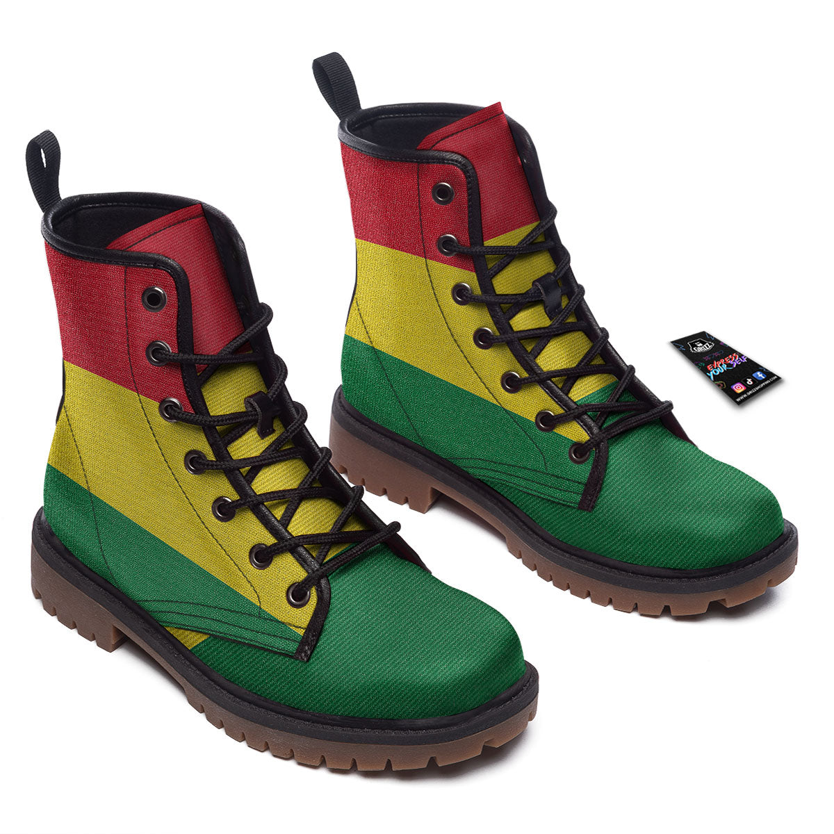 Flag Rasta Print Work Boots-grizzshop