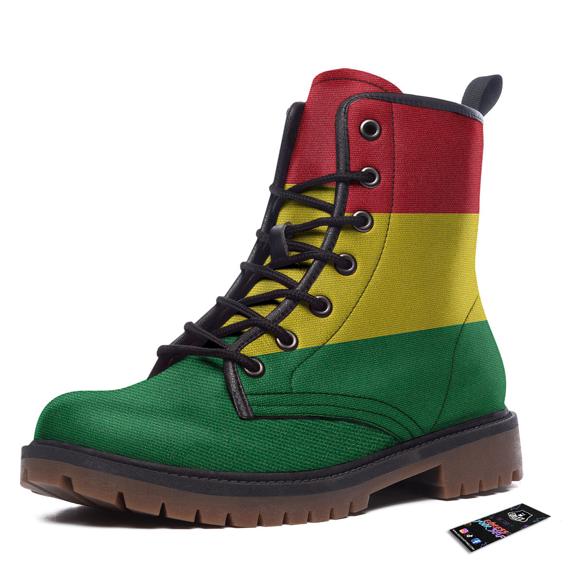 Flag Rasta Print Work Boots-grizzshop