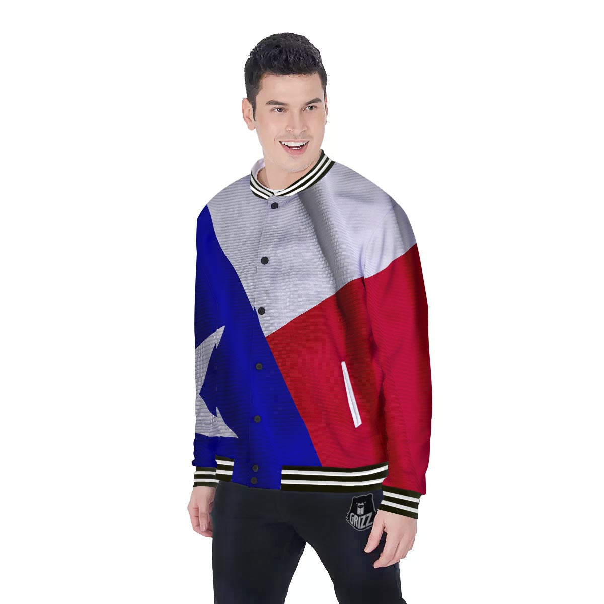Flag Texas State Print Baseball Jacket-grizzshop