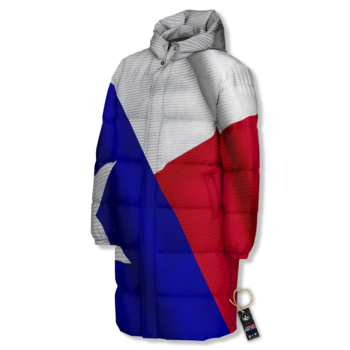 Flag Texas State Print Long Down Jacket-grizzshop