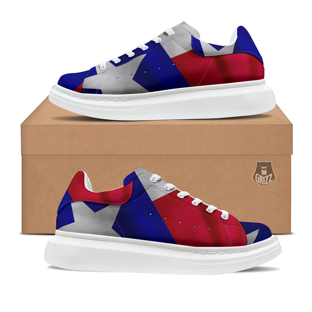Flag Texas State Print Platform Shoes-grizzshop