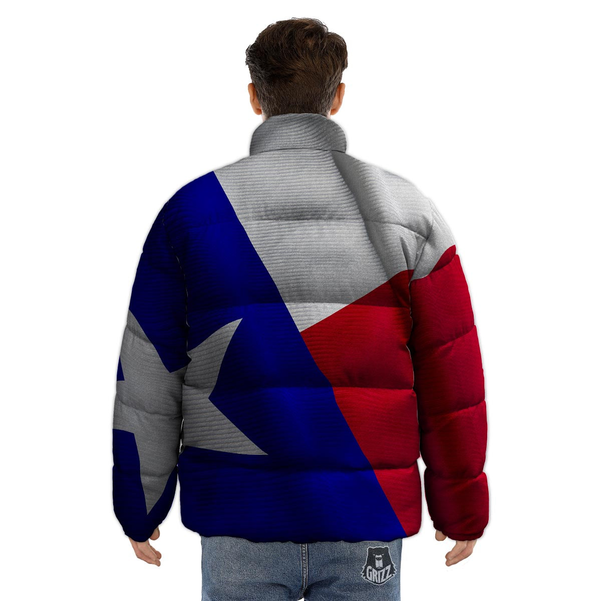 Flag Texas State Print Puffer Jacket-grizzshop
