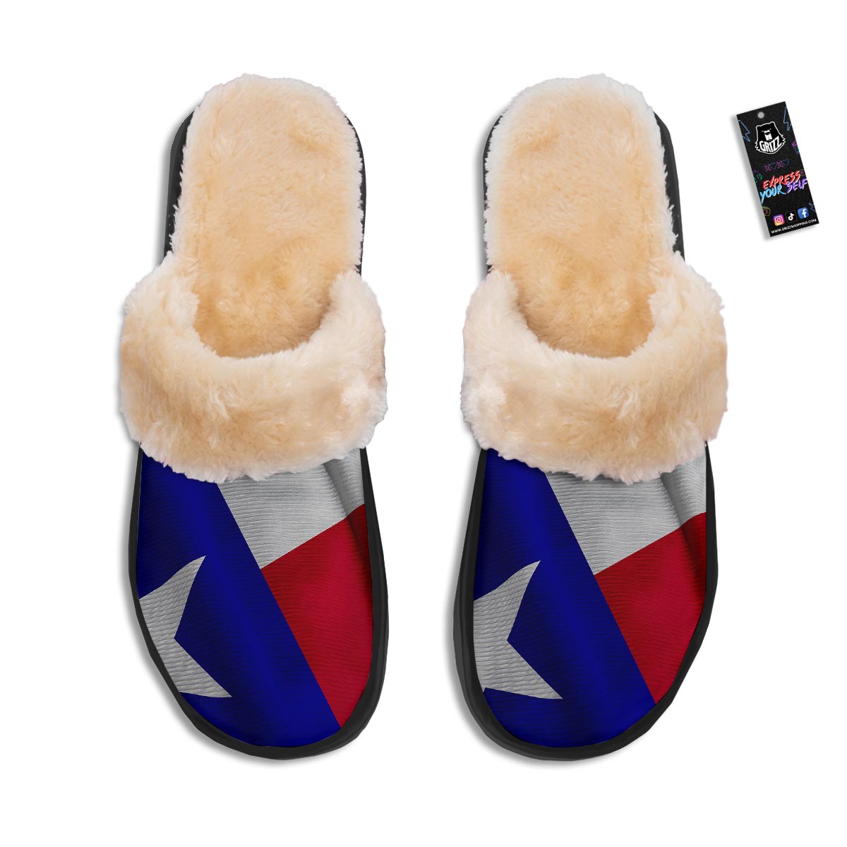 Flag Texas State Print Slippers-grizzshop