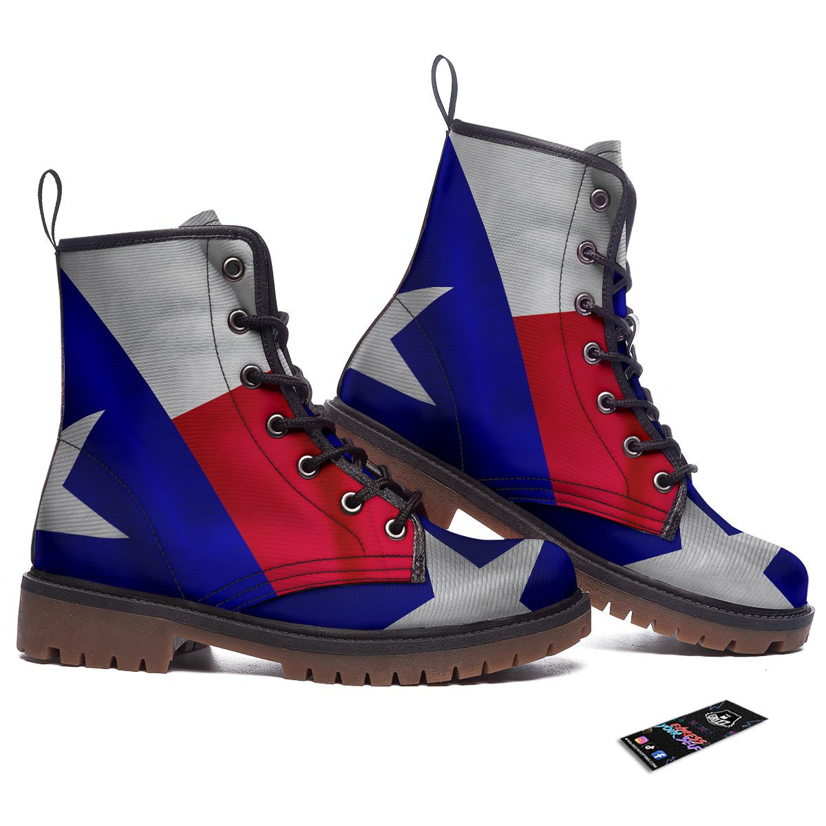 Flag Texas State Print Work Boots-grizzshop