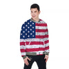 Flag USA Grunge Print Baseball Jacket-grizzshop