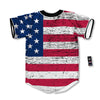 Flag USA Grunge Print Baseball Jersey-grizzshop