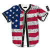 Flag USA Grunge Print Baseball Jersey-grizzshop