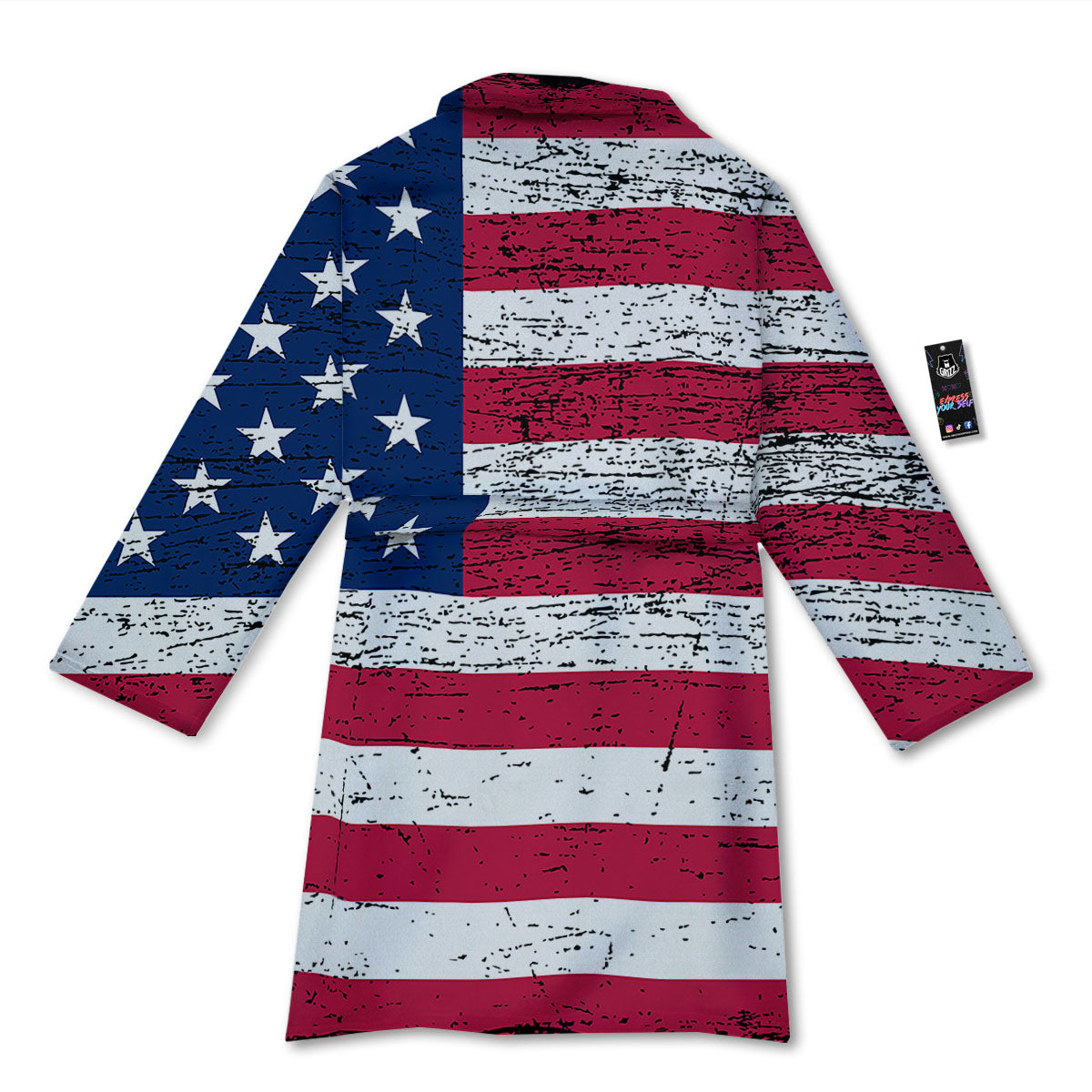 Flag USA Grunge Print Bathrobe-grizzshop