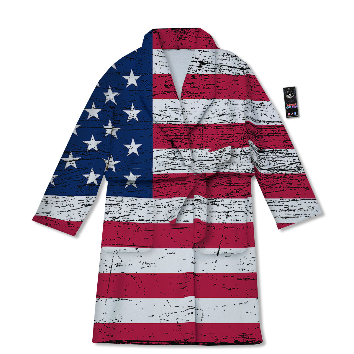 Flag USA Grunge Print Bathrobe-grizzshop