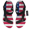 Flag USA Grunge Print Black Open Toe Sandals-grizzshop