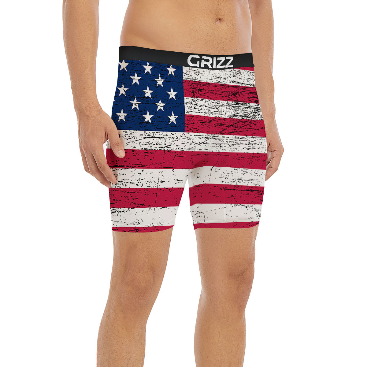 Flag USA Grunge Print Boxer Briefs-grizzshop