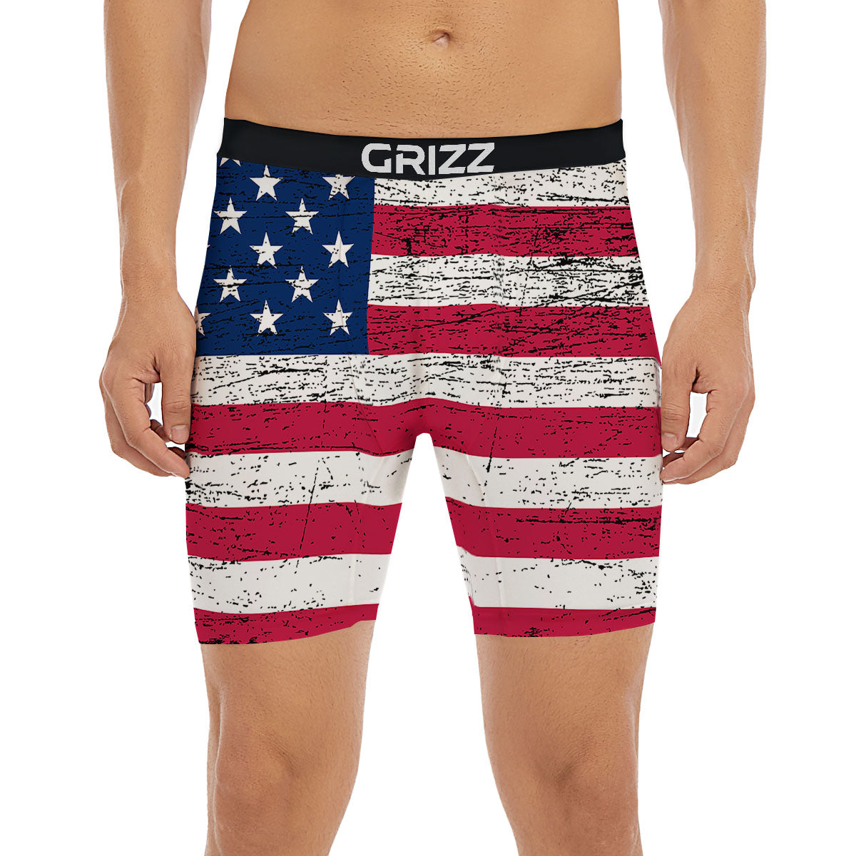 Flag USA Grunge Print Boxer Briefs-grizzshop