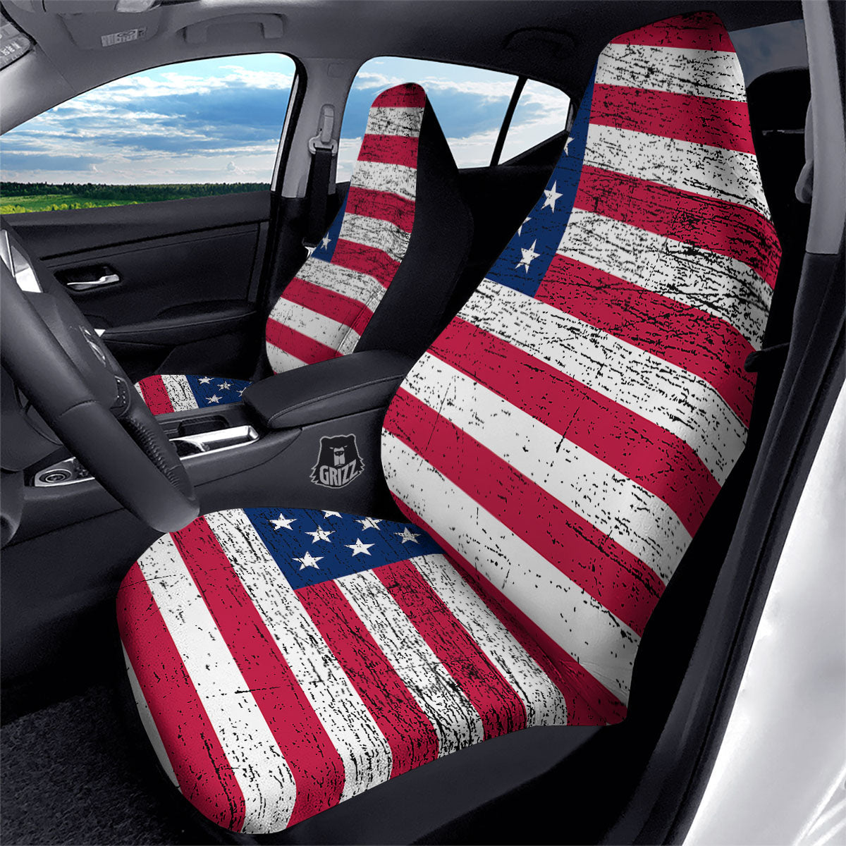 Flag USA Grunge Print Car Seat Covers-grizzshop