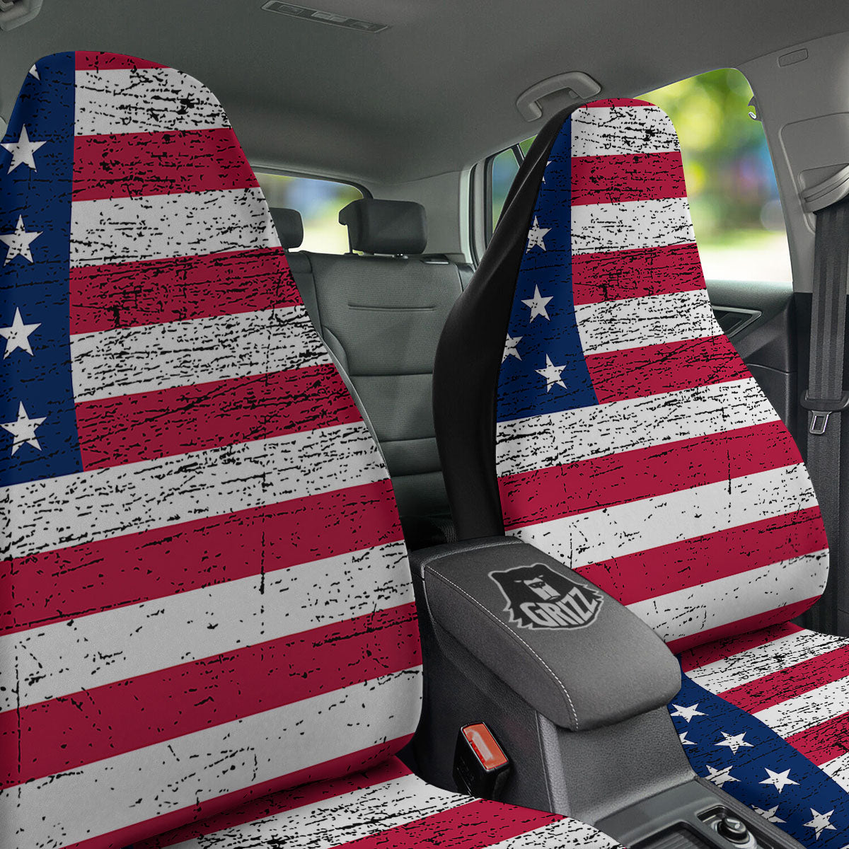 Flag USA Grunge Print Car Seat Covers-grizzshop