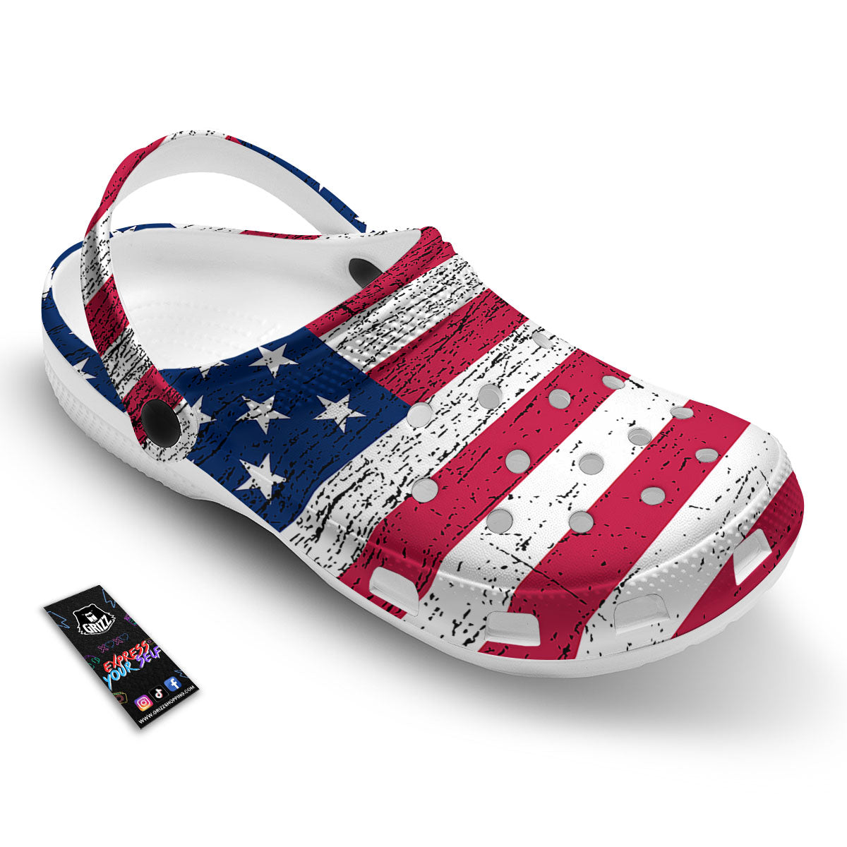 Flag USA Grunge Print Clog-grizzshop