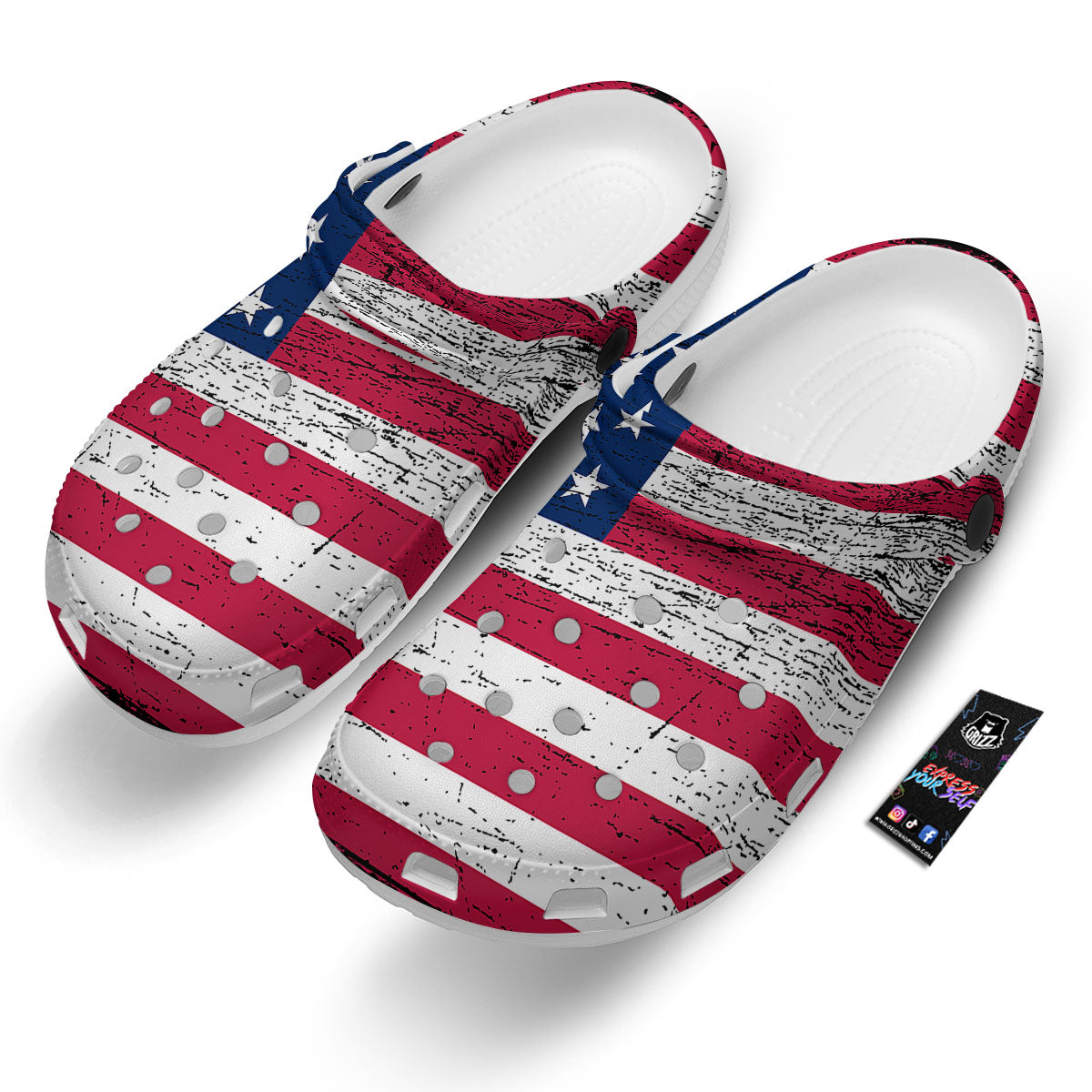 Flag USA Grunge Print Clog-grizzshop