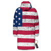 Flag USA Grunge Print Long Down Jacket-grizzshop