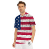 Flag USA Grunge Print Men's Golf Shirts-grizzshop