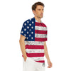 Flag USA Grunge Print Men's Golf Shirts-grizzshop