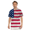 Flag USA Grunge Print Men's Golf Shirts-grizzshop