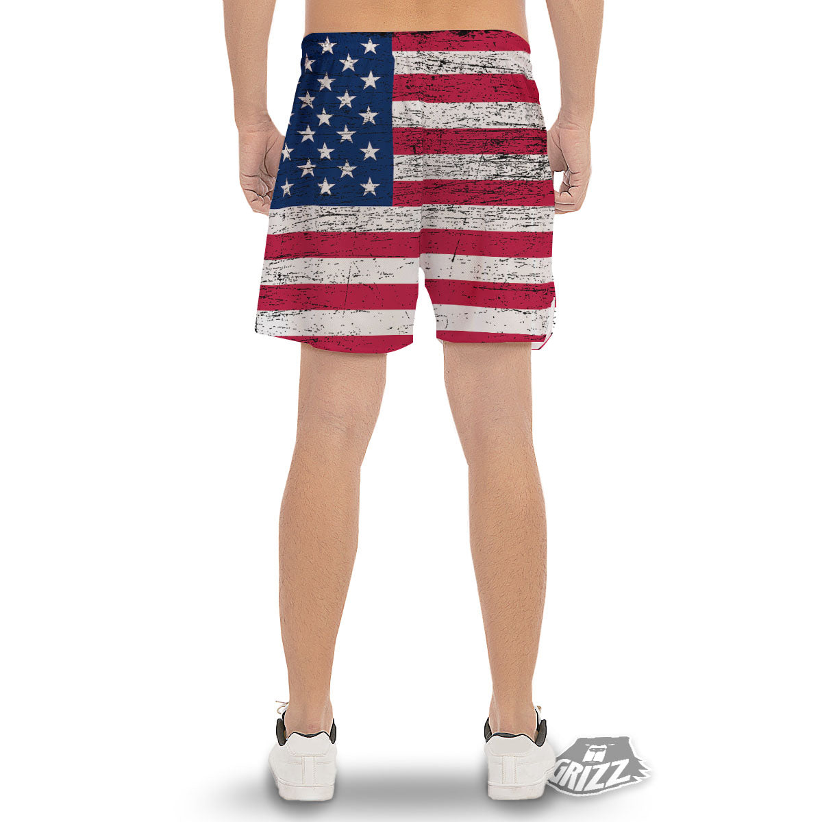 Flag USA Grunge Print Men's Gym Shorts-grizzshop