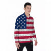 Flag USA Grunge Print Men's Long Sleeve Shirts-grizzshop