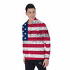 Flag USA Grunge Print Men's Long Sleeve Shirts-grizzshop