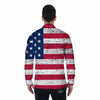 Flag USA Grunge Print Men's Long Sleeve Shirts-grizzshop