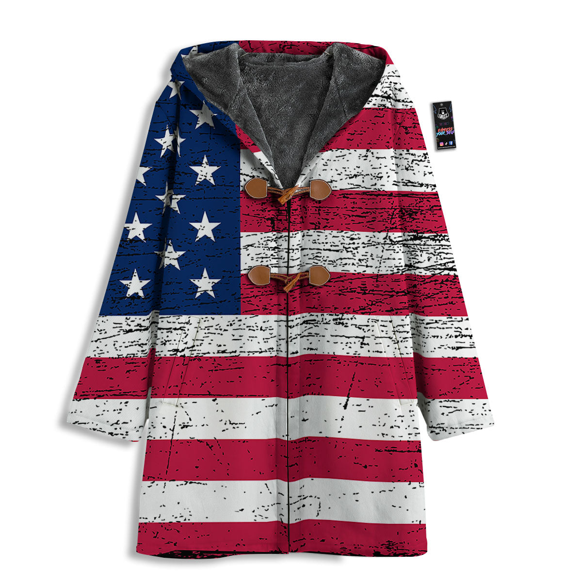 Flag USA Grunge Print Men's Windbreaker Jacket-grizzshop