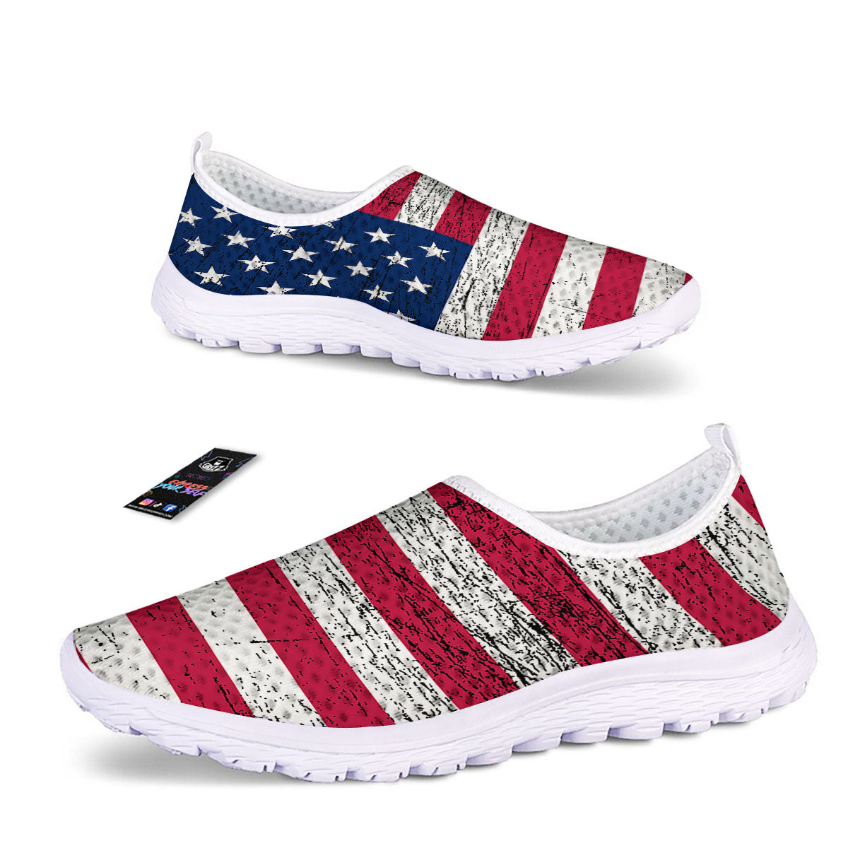 Flag USA Grunge Print Nurse Shoes-grizzshop