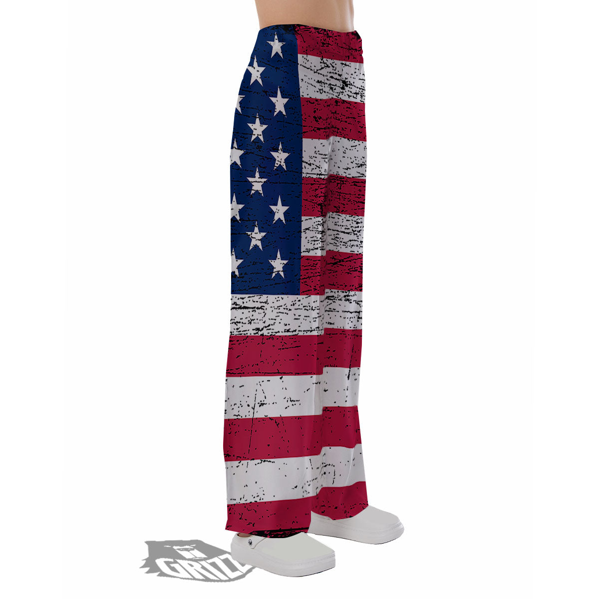 Flag USA Grunge Print Pajama Pants-grizzshop