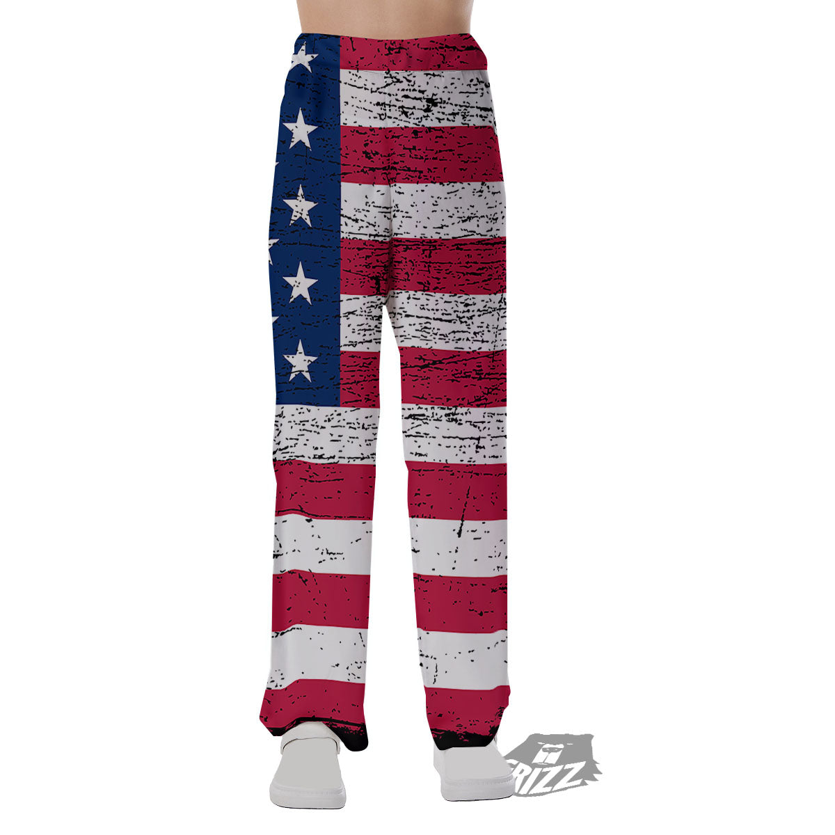 Flag USA Grunge Print Pajama Pants-grizzshop