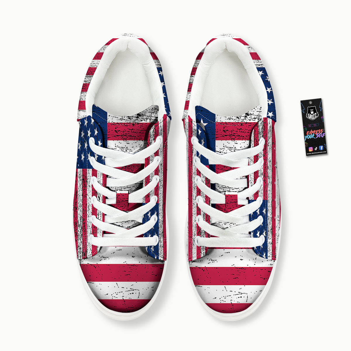 Flag USA Grunge Print Platform Shoes-grizzshop