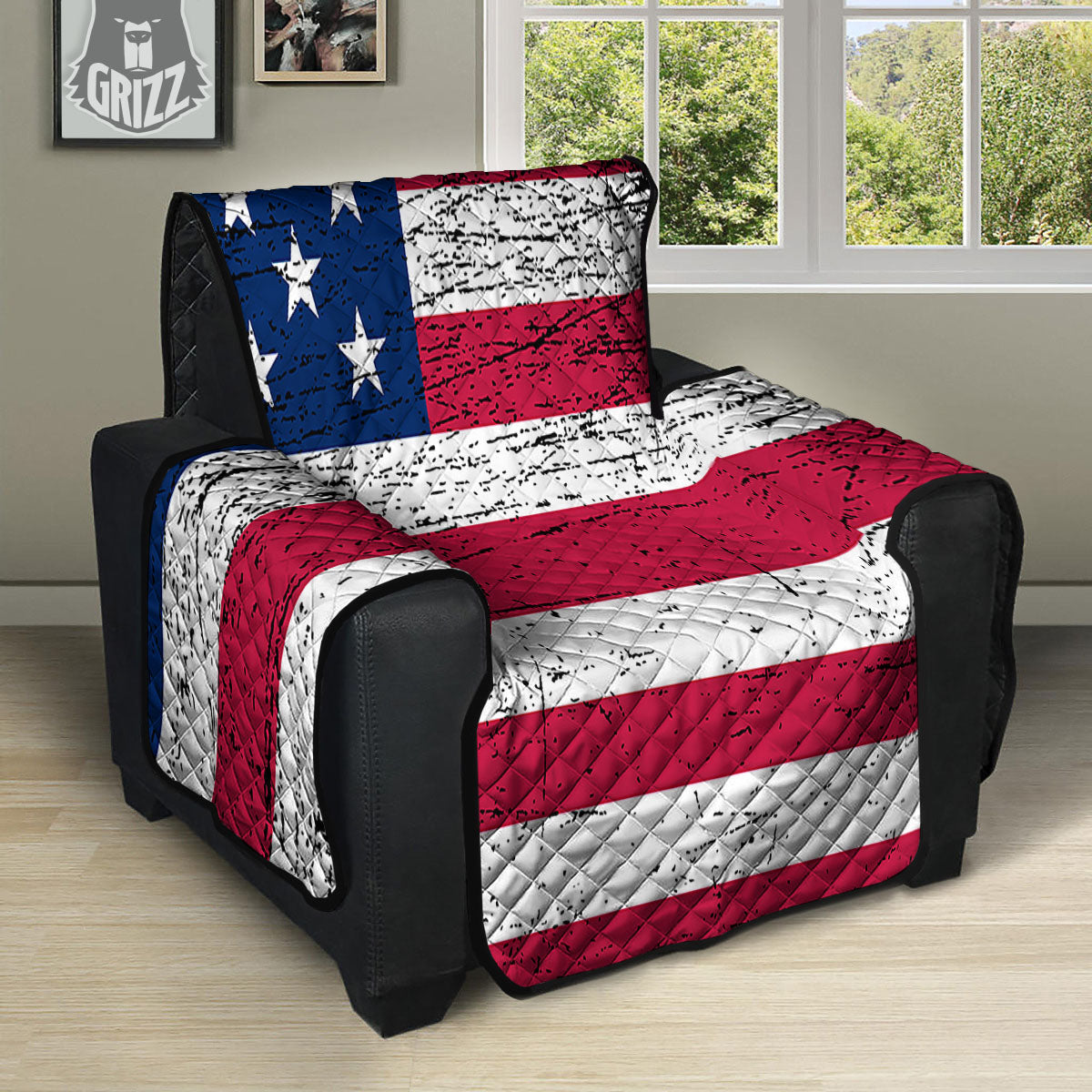 Flag USA Grunge Print Recliner Protector-grizzshop